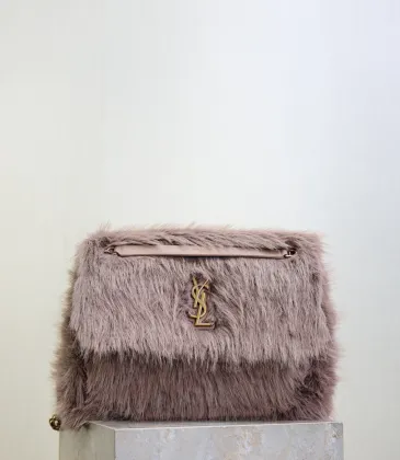 SAINT LAURENT Loulou Medium Shoulder Bag – Light Beige Suede with Chevron Quilt &amp; Tone-On-Tone YSL Logo (Convertible Chain Strap) #A58776