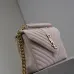 SAINT LAURENT Loulou Small Envelope Crossbody Bag – Blush Suede with Chevron Quilt &amp; Gold YSL Logo (Detachable Chain Strap) #A58780