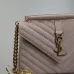 SAINT LAURENT Loulou Small Envelope Crossbody Bag – Blush Suede with Chevron Quilt &amp; Gold YSL Logo (Detachable Chain Strap) #A58780