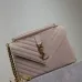 SAINT LAURENT Loulou Small Envelope Crossbody Bag – Blush Suede with Chevron Quilt &amp; Gold YSL Logo (Detachable Chain Strap) #A58780