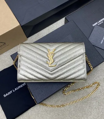 Glamorous Saint Laurent Metallic Gold Chain Wallet with Iconic YSL Logo Detailing #A50104