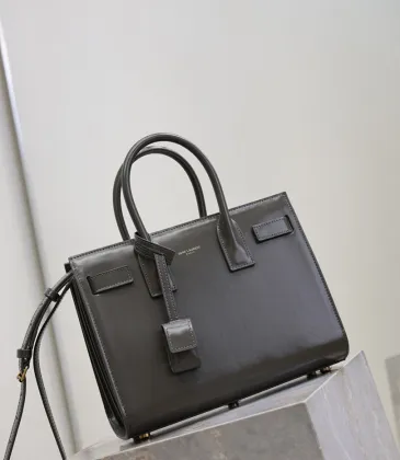 SAINT LAURENT Sac de Jour Small Tote Bag – Dark Gray Smooth Leather with Signature Hardware (Top Handles &amp; Crossbody Strap) #A58778