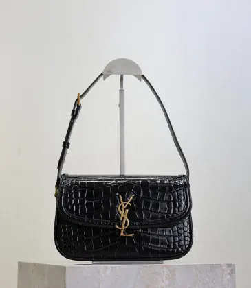 SAINT LAURENT Solferino Small Shoulder Bag – Black Croc-Embossed Patent Leather with Gold YSL Cassandre Closure #A58759 SAINT LAURENT Solferino Small Shoulder Bag – Black Croc-Embossed Patent Leather with Gold YSL Cassandre Closure #A58759