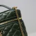 Saint Laurent 819285 GABY Mini Chain Cosmetic Bag - Dark Green Quilted Leather with Detachable Strap #A59505