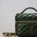 Saint Laurent 819285 GABY Mini Chain Cosmetic Bag - Dark Green Quilted Leather with Detachable Strap #A59505