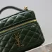 Saint Laurent 819285 GABY Mini Chain Cosmetic Bag - Dark Green Quilted Leather with Detachable Strap #A59505