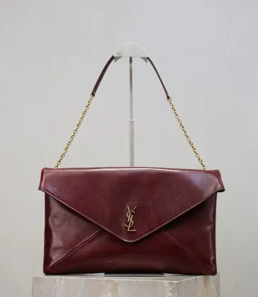 Saint Laurent Envelope Chain Clutch (841702) - Convertible Strap, Soft Leather, 35×22×3cm #A59991 Saint Laurent Envelope Chain Clutch (841702) - Convertible Strap, Soft Leather, 35×22×3cm #A59991