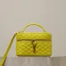Saint Laurent GABY MINI Box Bag (766731) - Yellow, Sheepskin Quilted, Double Zipper, 18×11×6.5cm #A59996