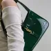 Yves Saint Laurent Green Patent Leather Hobo Bag With Gold Logo And Structured Design #A50817