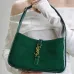 Yves Saint Laurent Green Patent Leather Hobo Bag With Gold Logo And Structured Design #A50817