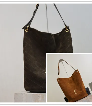 Saint Laurent Niki Suede Bucket Bag (844346) - CASSANDRE Stitching, Soft Silhouette, 33×16×40cm #A59990 Saint Laurent Niki Suede Bucket Bag (844346) - CASSANDRE Stitching, Soft Silhouette, 33×16×40cm #A59990