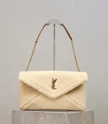 Saint Laurent Shearling Envelope Chain Clutch (769307) - Leopard Texture, Convertible Strap, 29.5×18×4.5cm #A59994 Saint Laurent Shearling Envelope Chain Clutch (769307) - Leopard Texture, Convertible Strap, 29.5×18×4.5cm #A59994
