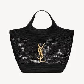 Saint Laurent  YSL ICARE in raffia in Black #A65734