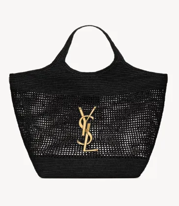 Saint Laurent  YSL ICARE in raffia in Black #A65734