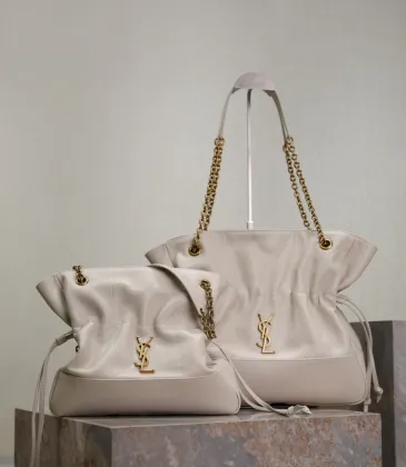 YSL Beige Leather Tote Bags With Gold YSL Logo Set #A50994