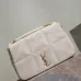 YSL White Quilted Leather Shoulder Bag With Gold YSL Logo #A50995