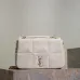YSL White Quilted Leather Shoulder Bag With Gold YSL Logo #A50995