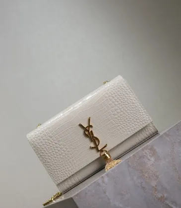 YSL Croc - Embossed Leather Chain Bag With Gold Logo And Tassel Detailing #A50334