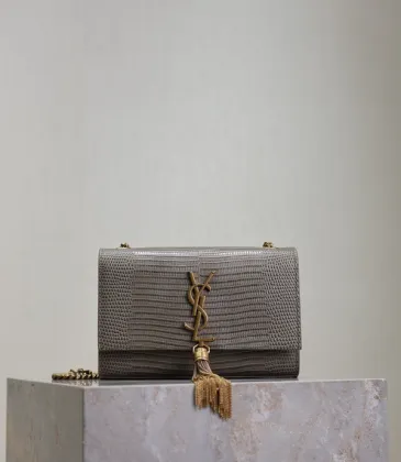 Saint Laurent Lizard - Embossed Leather Crossbody Bag With Gold Tassel size:20×13×5cm #A53695