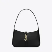 Yves Saint Laurent Le 5 à 7 Hobo Bag In Black Leather With Gold Logo Hardware #A50718