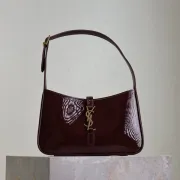 YSL Patent Leather Hobo Bag With Gold Logo Embracing Timeless Sophistication and Style #A50337
