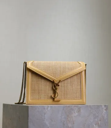 Saint Laurent Rattan - Leather Crossbody Bag With Iconic YSL Logo size:22×16×5cm #A53701