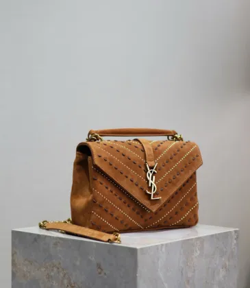Saint Laurent Studded Suede Top Handle Bag With Signature YSL Logo size:24×17×6cm #A53740