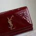 YSL Patent Leather Chain Wallet In Burgundy Showcasing Iconic Logo And Timeless Elegance #A50335