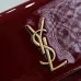 YSL Patent Leather Chain Wallet In Burgundy Showcasing Iconic Logo And Timeless Elegance #A50335