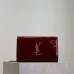 YSL Patent Leather Chain Wallet In Burgundy Showcasing Iconic Logo And Timeless Elegance #A50335