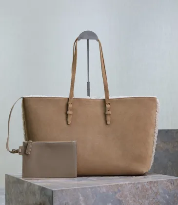 YSL Saint Laurent shopping tote bag Trimmed Suede Tote With Matching Pouch For Winter Chic size:38×28×13cm #A53699