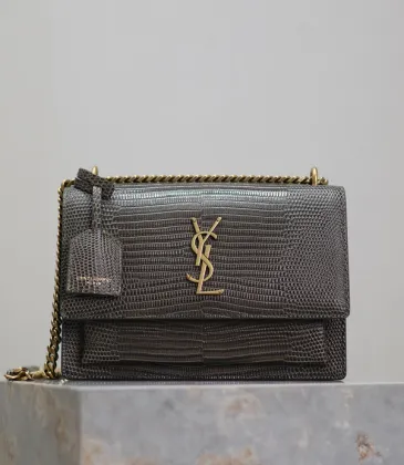 Saint Laurent Lizard - Embossed Leather Crossbody Bag With Gold YSL Logo size:22×8×16cm #A53700