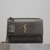 Saint Laurent Lizard - Embossed Leather Crossbody Bag With Gold YSL Logo size:22×8×16cm #A53700