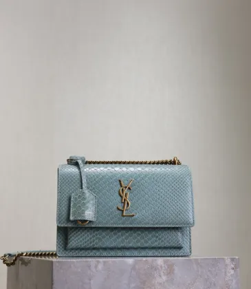 Saint Laurent Python - Embossed Leather Crossbody Bag With Gold YSL Logo size:22×8×6cm #A53694
