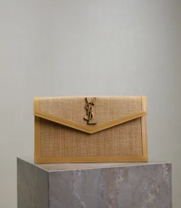 Saint Laurent Rattan - Leather Envelope Clutch With Iconic YSL Logo size:27×16×2cm #A53696