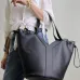 YSL Black Leather Tote Bag With Distinctive V - Shaped Structure #A51652