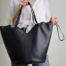 YSL Black Leather Tote Bag With Distinctive V - Shaped Structure #A51652