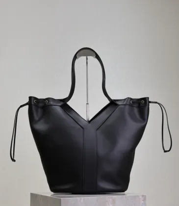 YSL Black Leather Tote Bag With Distinctive V - Shaped Structure #A51652