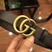 Leather Men's Gucci AAA+ black Belts double G buckle 3.8cm #9111462