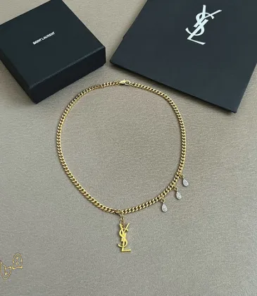 Saint Laurent Cassandre Logo Double Layer Pendant Necklace Gold Silver Designer Women Jewelry #A65951