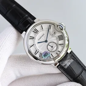 Cartier Blue Balloon Men Watch 1:1 good Black leather strap #A65822