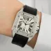 Cartier Santos Diamond Automatic Black Leather Watch 42mm #A65833