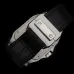 Cartier Santos Diamond Automatic Black Leather Watch 42mm #A65833