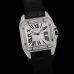 Cartier Santos Diamond Automatic Black Leather Watch 42mm #A65833
