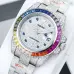 Rolex Stainless Steel Watch with Full Diamond Pave and Colored Sapphires 41mm #A46397