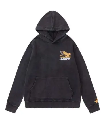 AMIRI Black Hoodie With Vintage Pegasus Graphic And Distressed Finish #A54435
