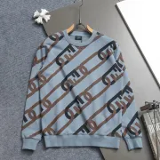 Fendi Inspired Light Blue Crew Neck Sweatshirt with Brown Chain Pattern #A54357