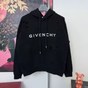 Givenchy Black Distressed Hoodie with Bold Logo and Front Pocket #A54605