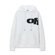 Off - White White Hoodie With Bold Black Logo Print for Trendy Outfits #A54450