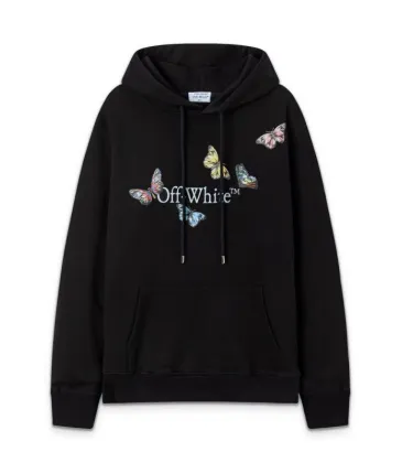 Off - White White Hoodie With Colorful Butterfly And Brand Logo Print #A54452